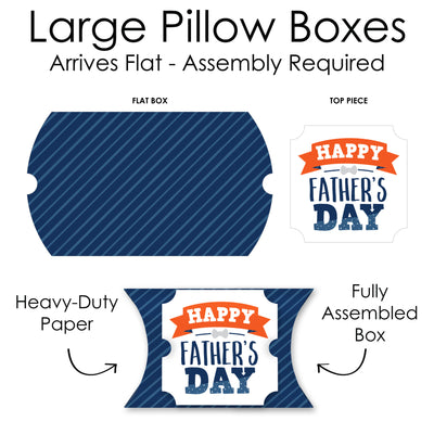 Happy Father's Day - Favor Gift Boxes - We Love Dad Party Large Pillow Boxes - Set of 12