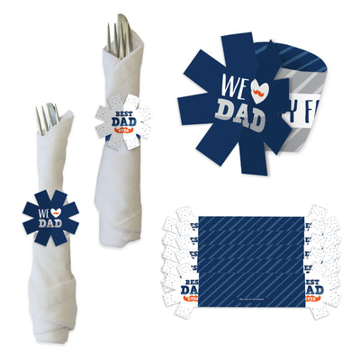Happy Father's Day - We Love Dad Party Paper Napkin Holder - Napkin Rings - Set of 24