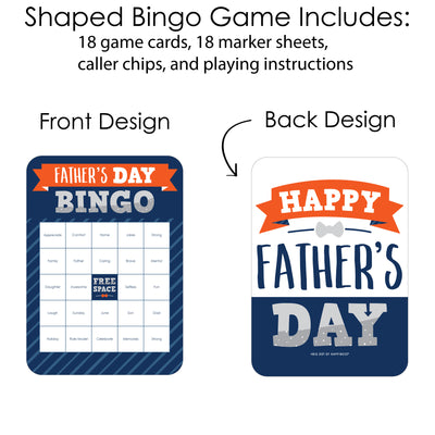 Happy Father's Day - Bingo Cards and Markers - We Love Dad Party Bingo Game - Set of 18