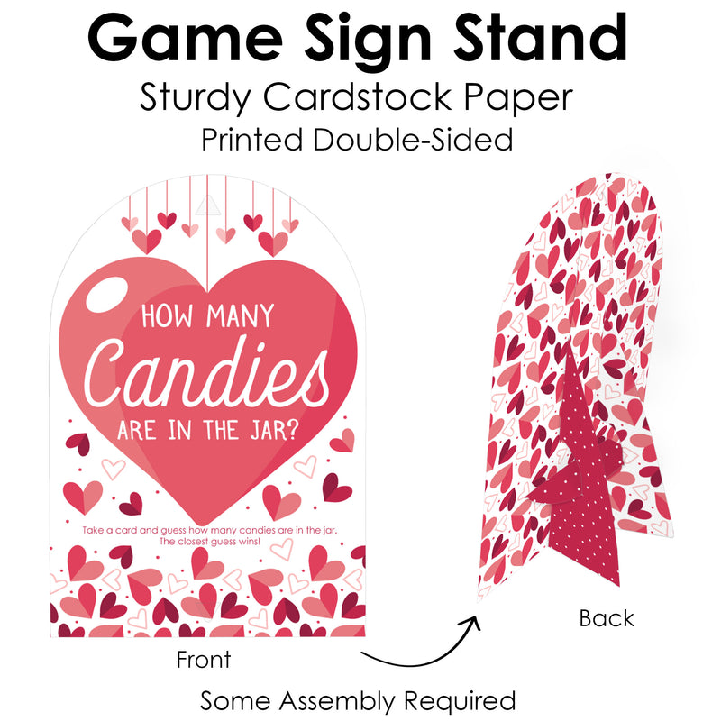 Happy Galentine’s Day - How Many Candies Valentine’s Day Party Game - 1 Stand and 40 Cards - Candy Guessing Game