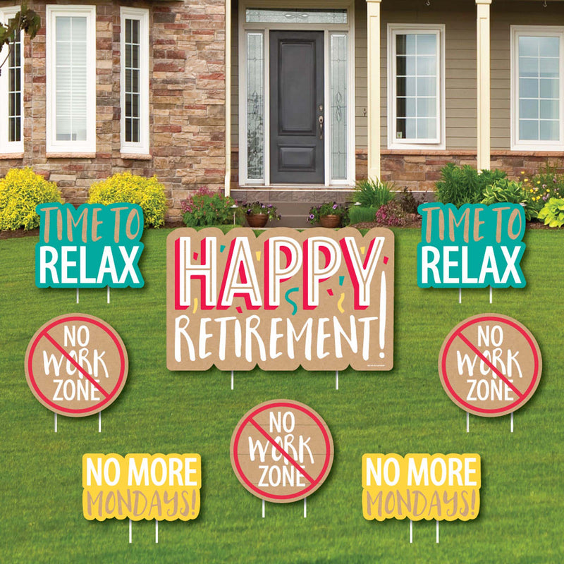 Retirement - Yard Sign & Outdoor Lawn Decorations - Retirement Party Yard Signs - Set of 8