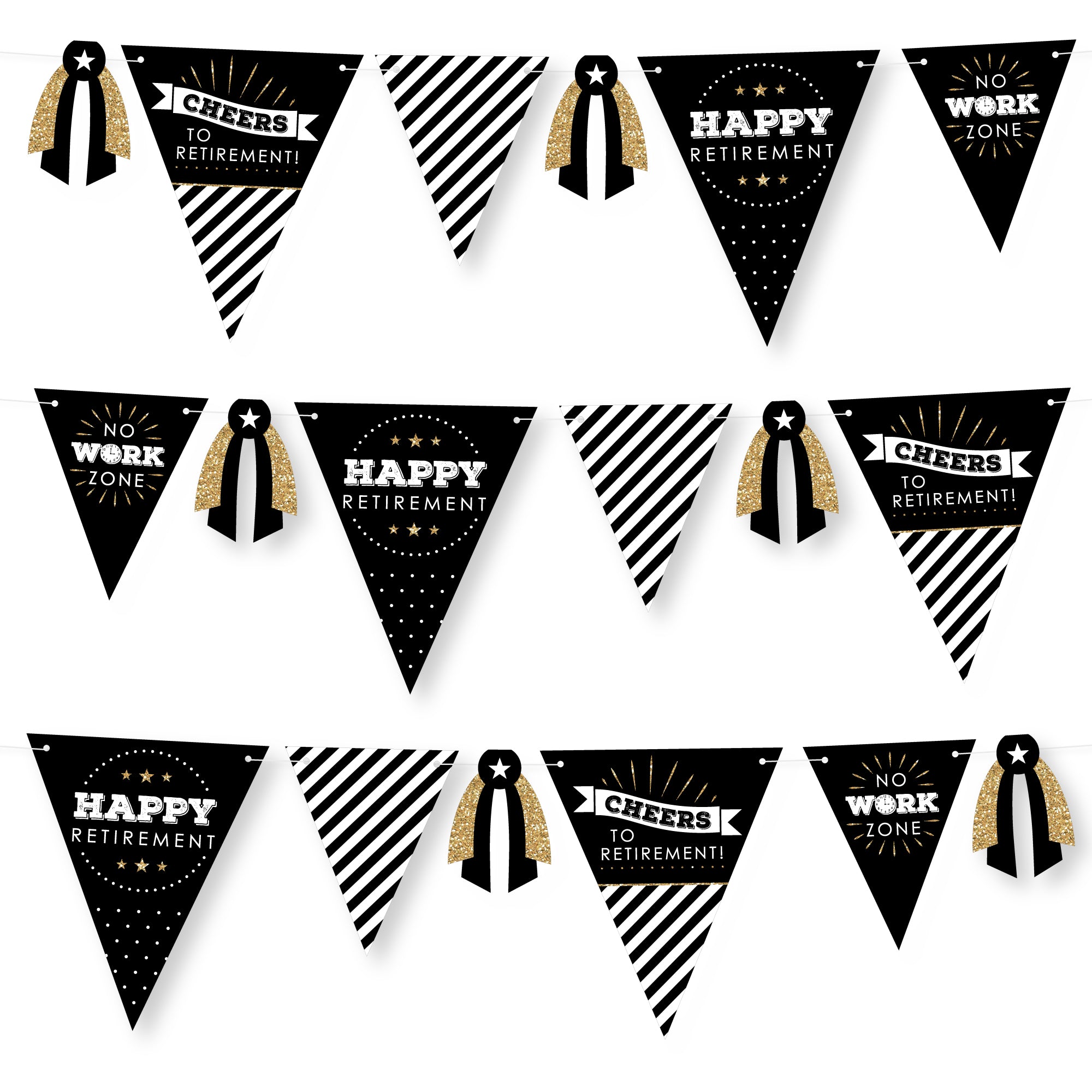 Happy Retirement - DIY Retirement Party Pennant Garland Decoration - Triangle Banner - 30 Pieces | BigDotofHappiness.com – Big Dot of Happiness LLC for Free Printable Happy Retirement Banner