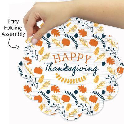Happy Thanksgiving - Fall Harvest Party Round Table Decorations - Paper Chargers - Place Setting For 12