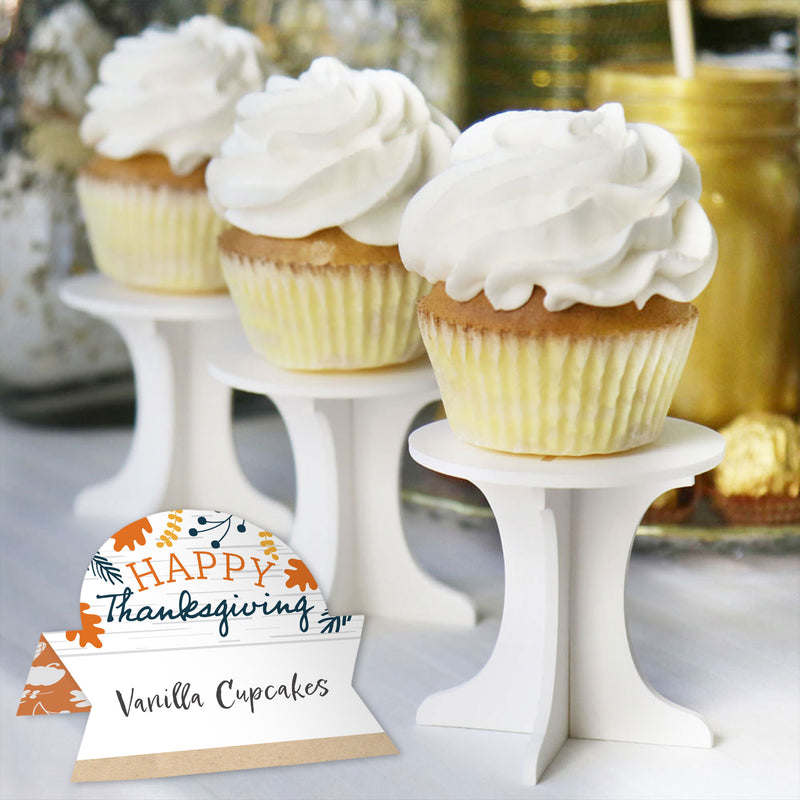 Happy Thanksgiving - Fall Harvest Party Tent Buffet Card - Table Setting Name Place Cards - Set of 24