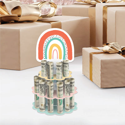 Hello Rainbow - DIY Boho Birthday Party Money Holder Gift - Cash Cake