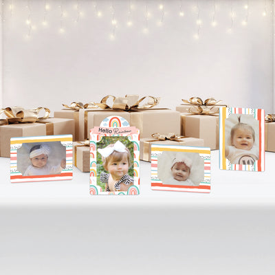 Hello Rainbow - Boho Baby Shower and Birthday Party 4x6 Picture Display - Paper Photo Frames - Set of 12