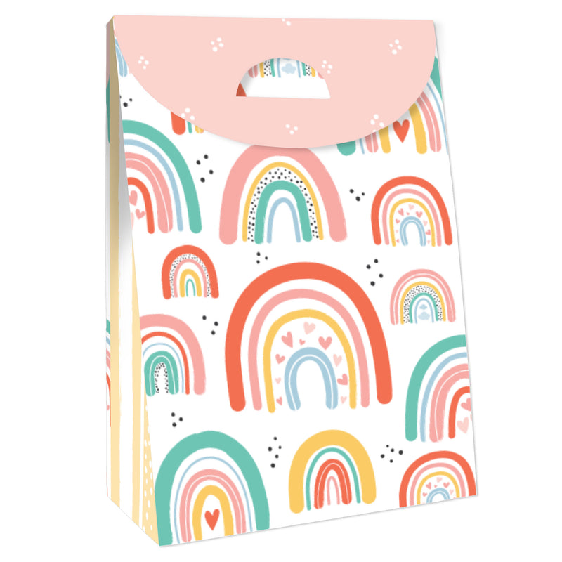 Hello Rainbow - Boho Baby Shower and Birthday Gift Favor Bags - Party Goodie Boxes - Set of 12