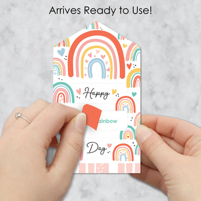 Hello Rainbow - Boho Cards for Kids - Happy Valentine’s Day Pull Tabs - Set of 12