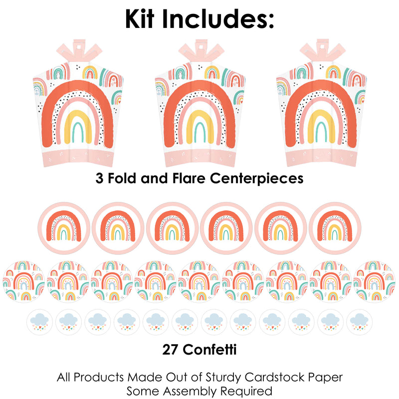 Hello Rainbow - Boho Baby Shower and Birthday Party Decor and Confetti - Terrific Table Centerpiece Kit - Set of 30