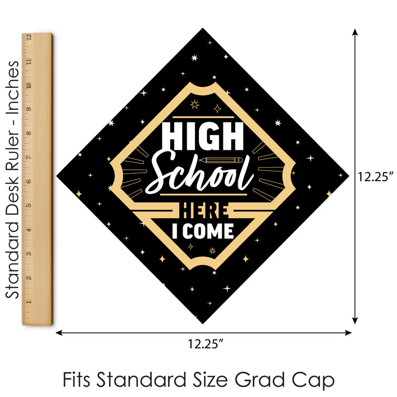 High School Here I Come - Middle School Graduation Cap Decorations Kit - Grad Cap Cover