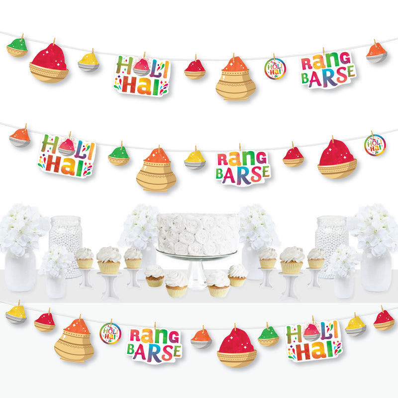 Holi Hai - Festival of Colors Party DIY Decorations - Clothespin Garland Banner - 44 Pieces