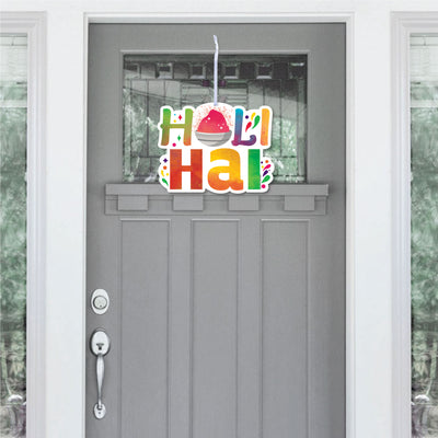 Holi Hai - Hanging Porch Festival of Colors Party Outdoor Decorations - Front Door Decor - 1 Piece Sign