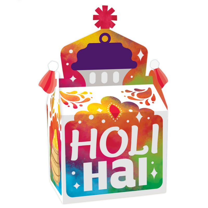 Holi Hai - Treat Box Party Favors - Festival of Colors Party Goodie Gable Boxes - Set of 12