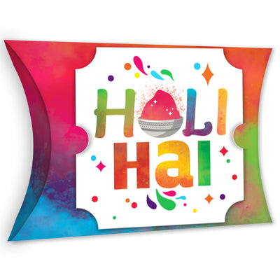 Holi Hai - Favor Gift Boxes - Festival of Colors Party Large Pillow Boxes - Set of 12