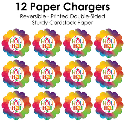 Holi Hai - Festival of Colors Party Round Table Decorations - Paper Chargers - Place Setting For 12