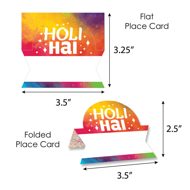 Holi Hai - Festival of Colors Party Tent Buffet Card - Table Setting Name Place Cards - Set of 24
