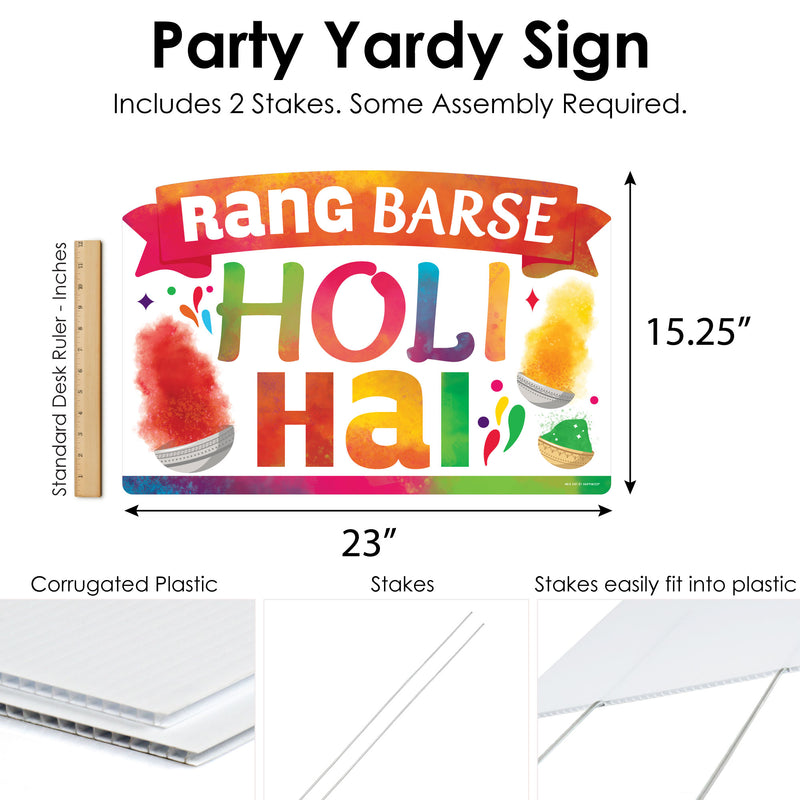 Holi Hai - Festival of Colors Party Yard Sign Lawn Decorations - Rang Barse Holi Hai Party Yardy Sign