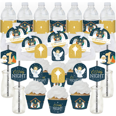 Holy Nativity - Manger Scene Religious Christmas Favors and Cupcake Kit - Fabulous Favor Party Pack - 100 Pieces