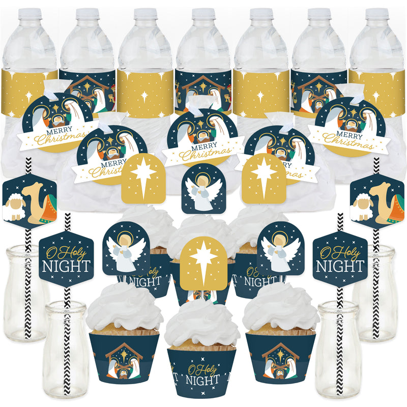 Holy Nativity - Manger Scene Religious Christmas Favors and Cupcake Kit - Fabulous Favor Party Pack - 100 Pieces