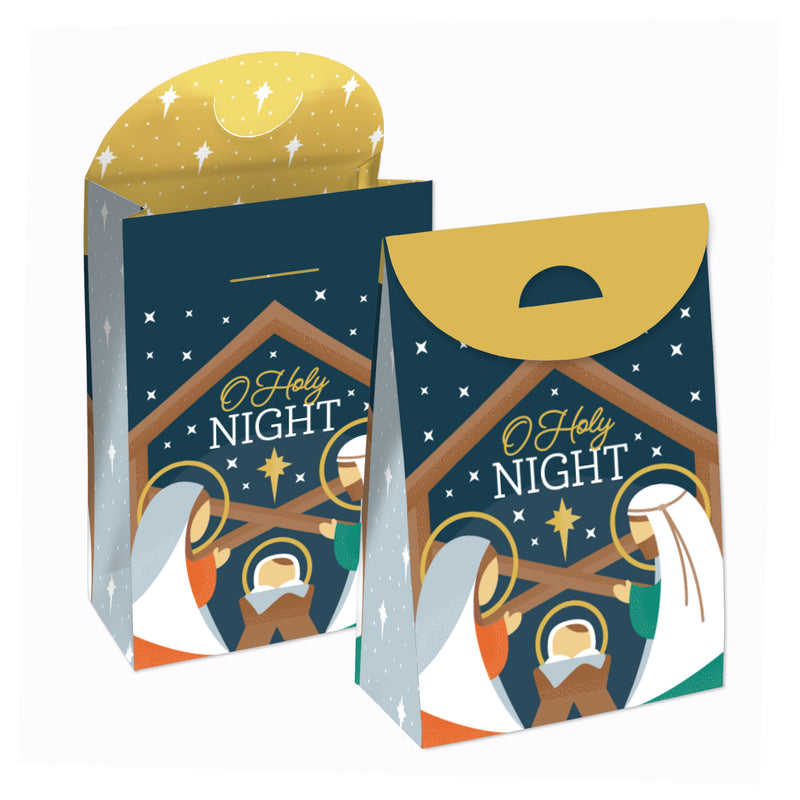Holy Nativity - Manger Scene Religious Christmas Gift Favor Bags - Party Goodie Boxes - Set of 12