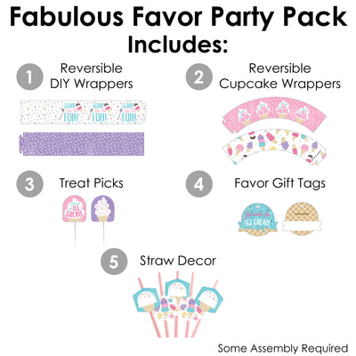 Scoop Up The Fun - Ice Cream - Sprinkles Party Favors and Cupcake Kit - Fabulous Favor Party Pack - 100 Pieces