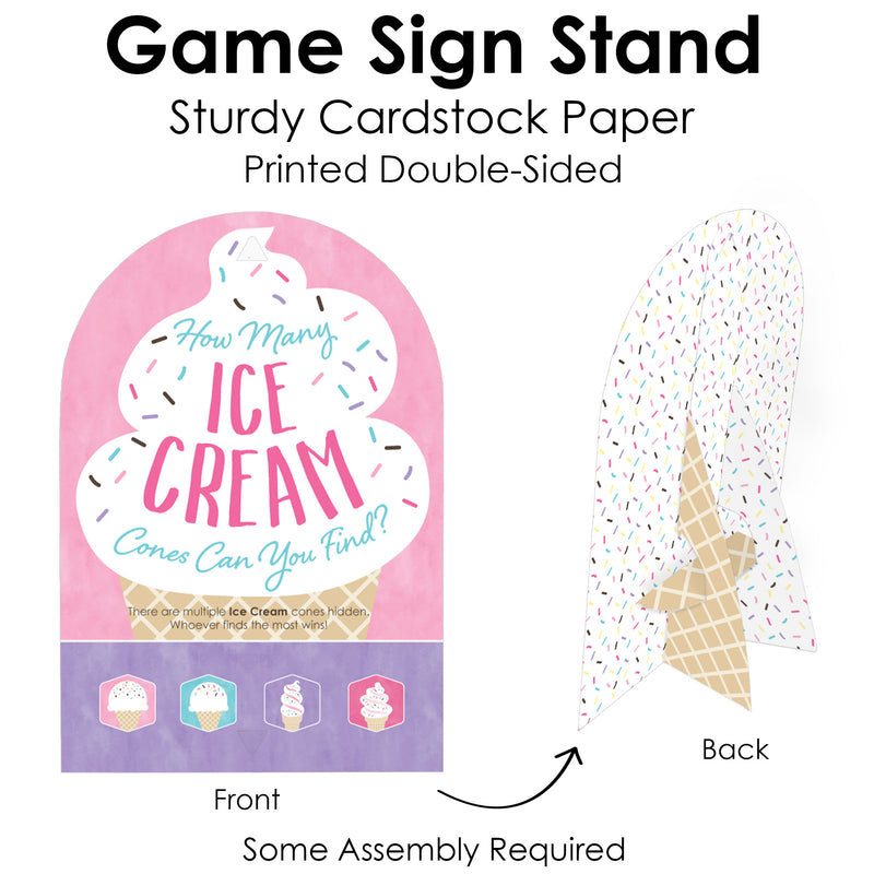 Scoop Up The Fun - Ice Cream - Sprinkles Party Scavenger Hunt - 1 Stand and 48 Game Pieces - Hide and Find Game