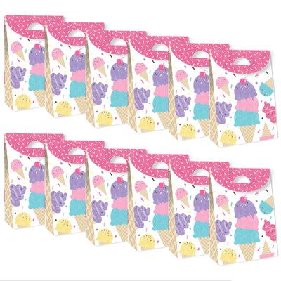 Scoop Up The Fun - Ice Cream - Sprinkles Gift Favor Bags - Party Goodie Boxes - Set of 12