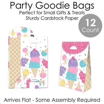 Scoop Up The Fun - Ice Cream - Sprinkles Gift Favor Bags - Party Goodie Boxes - Set of 12
