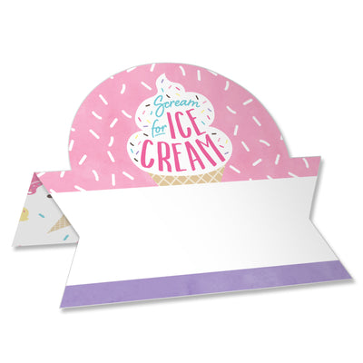 Scoop Up The Fun - Ice Cream - Sprinkles Party Tent Buffet Card - Table Setting Name Place Cards - Set of 24