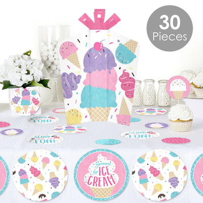 Scoop Up The Fun - Ice Cream - Sprinkles Party Decor and Confetti - Terrific Table Centerpiece Kit - Set of 30