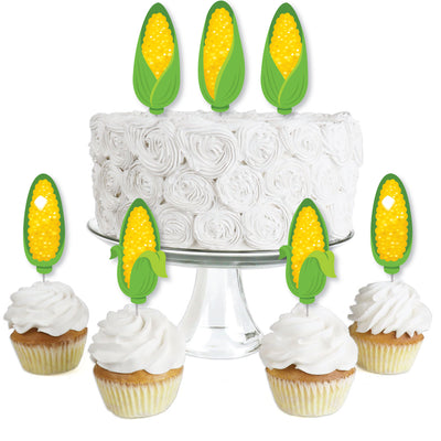 It's Corn - Dessert Cupcake Toppers - Fall Harvest Party Clear Treat Picks - Set of 24