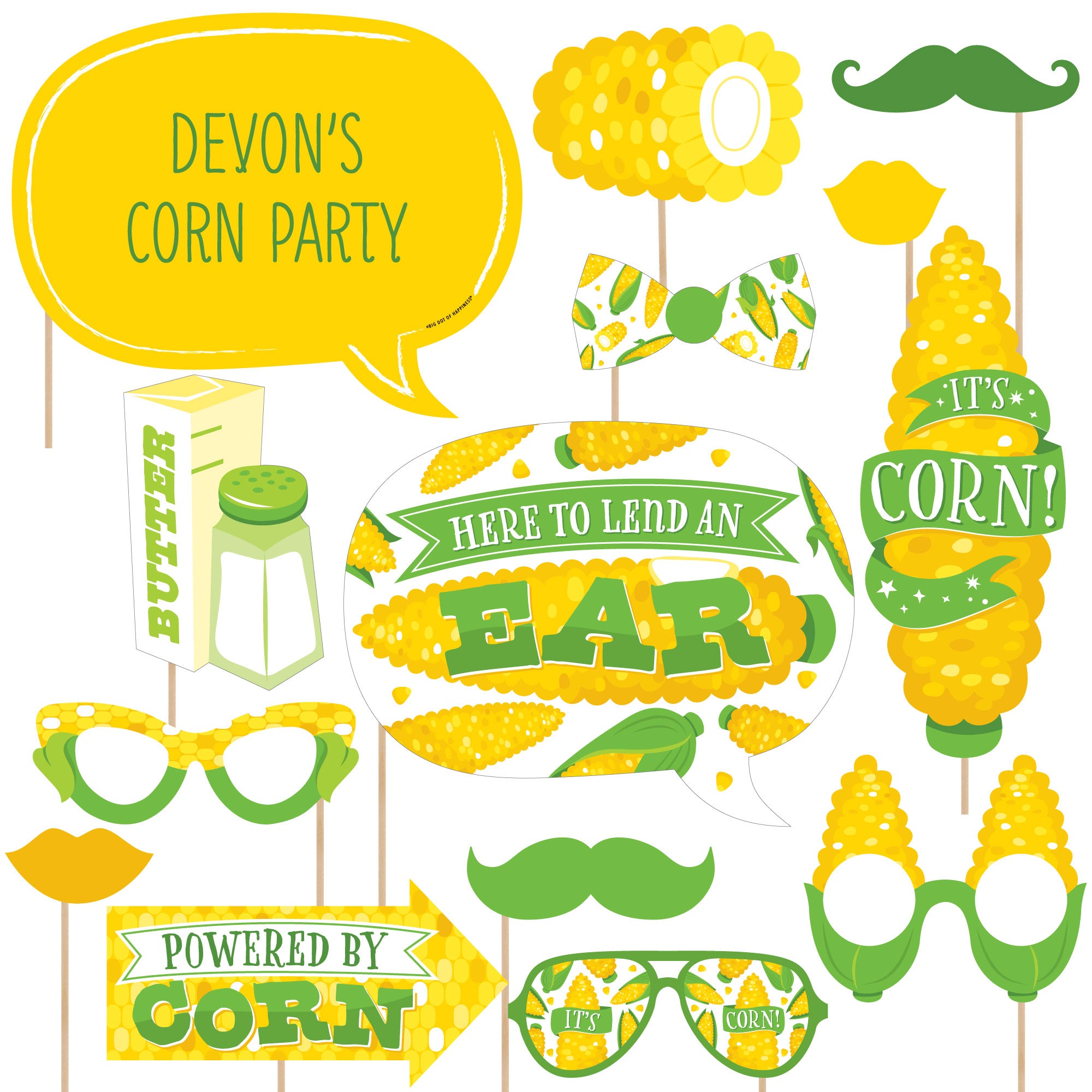 It's Corn - Personalized Fall Harvest Party Photo Booth Props Kit - 20 ...