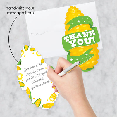It's Corn - Shaped Thank You Cards - Fall Harvest Party Thank You Note Cards with Envelopes - Set of 12