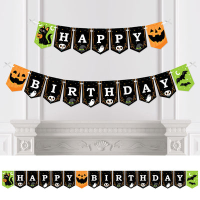 Jack-O'-Lantern Halloween - Birthday Party Bunting Banner and Decorations - Happy Birthday Banner