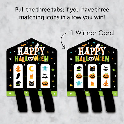 Jack-O'-Lantern Halloween - Kids Halloween Party Game Pickle Cards - Pull Tabs 3-in-a-Row - Set of 12