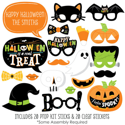 Jack-O'-Lantern Halloween - Kids Halloween Party Photo Booth Props Kit - 20 Count