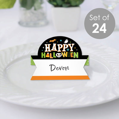 Jack-O'-Lantern Halloween - Kids Halloween Party Tent Buffet Card - Table Setting Name Place Cards - Set of 24