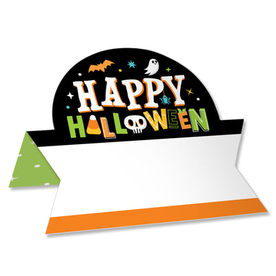 Jack-O'-Lantern Halloween - Kids Halloween Party Tent Buffet Card - Table Setting Name Place Cards - Set of 24