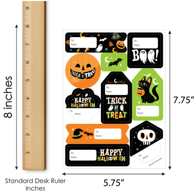 Jack-O'-Lantern Halloween - Assorted Kids Halloween Party Gift Tag Labels - To and From Stickers - 12 Sheets - 120 Stickers