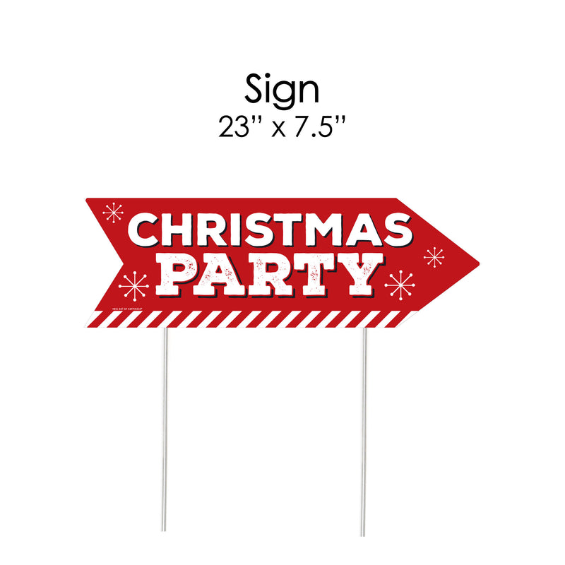 Christmas Party - Holiday Party Sign Arrow - Double Sided Directional Yard Signs - Set of 2