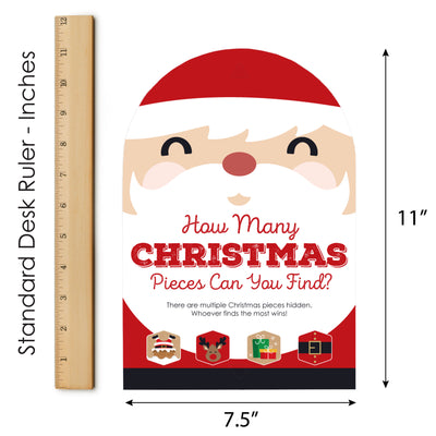 Jolly Santa Claus - Christmas Party Scavenger Hunt - 1 Stand and 48 Game Pieces - Hide and Find Game