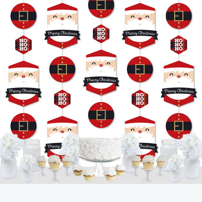 Jolly Santa Claus - Christmas Party DIY Dangler Backdrop - Hanging Vertical Decorations - 30 Pieces