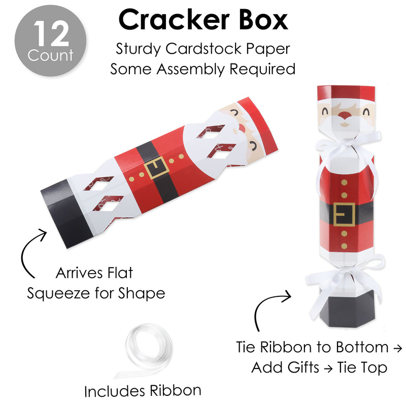 Jolly Santa Claus - No Snap Christmas Party Table Favors - DIY Cracker Boxes - Set of 12