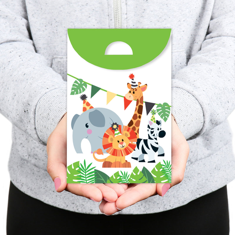Jungle Party Animals - Safari Zoo Animal Birthday or Baby Shower Gift Favor Bags - Party Goodie Boxes - Set of 12