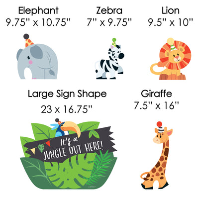 Jungle Party Animals - Yard Sign & Outdoor Lawn Decorations - Safari Zoo Animal Birthday Party or Baby Shower Yard Signs - Set of 8