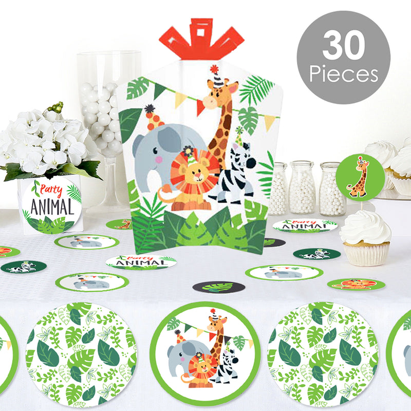 Jungle Party Animals - Safari Zoo Animal Birthday Party or Baby Shower Decor and Confetti - Terrific Table Centerpiece Kit - Set of 30