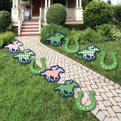 Kentucky Horse Derby - Lawn Decorations - Outdoor Horse Race Party Yard Decorations - 10 Piece