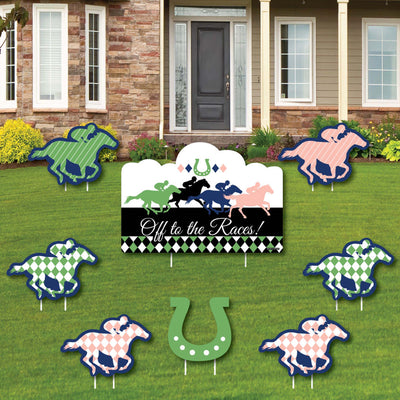 Kentucky Horse Derby - Yard Sign and Outdoor Lawn Decorations - Horse Race Party Yard Signs - Set of 8