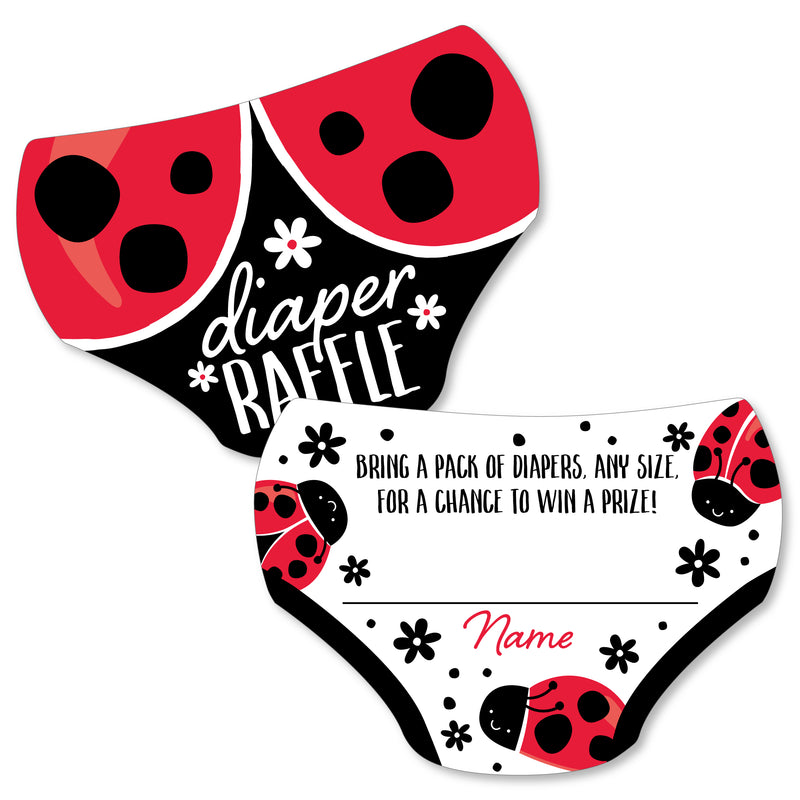 Happy Little Ladybug - Diaper Shaped Raffle Ticket Inserts - Baby Shower Activities - Diaper Raffle Game - Set of 24