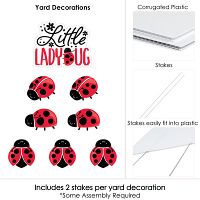 Happy Little Ladybug - Yard Sign and Outdoor Lawn Decorations - Baby Shower or Birthday Party Yard Signs - Set of 8